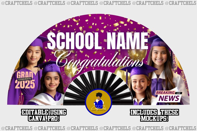 Grad Clack Fan Template | Graduation Fans Canva Template – Set of 5 ...