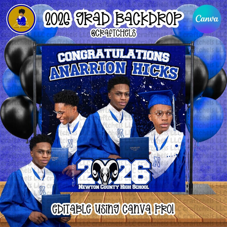 Blue Graduation Party Favor Canva Template Bundle | 11 Editable Templates | Chip Bag, Juice Pouch, Candy Wrapper, Gift Bag image 3