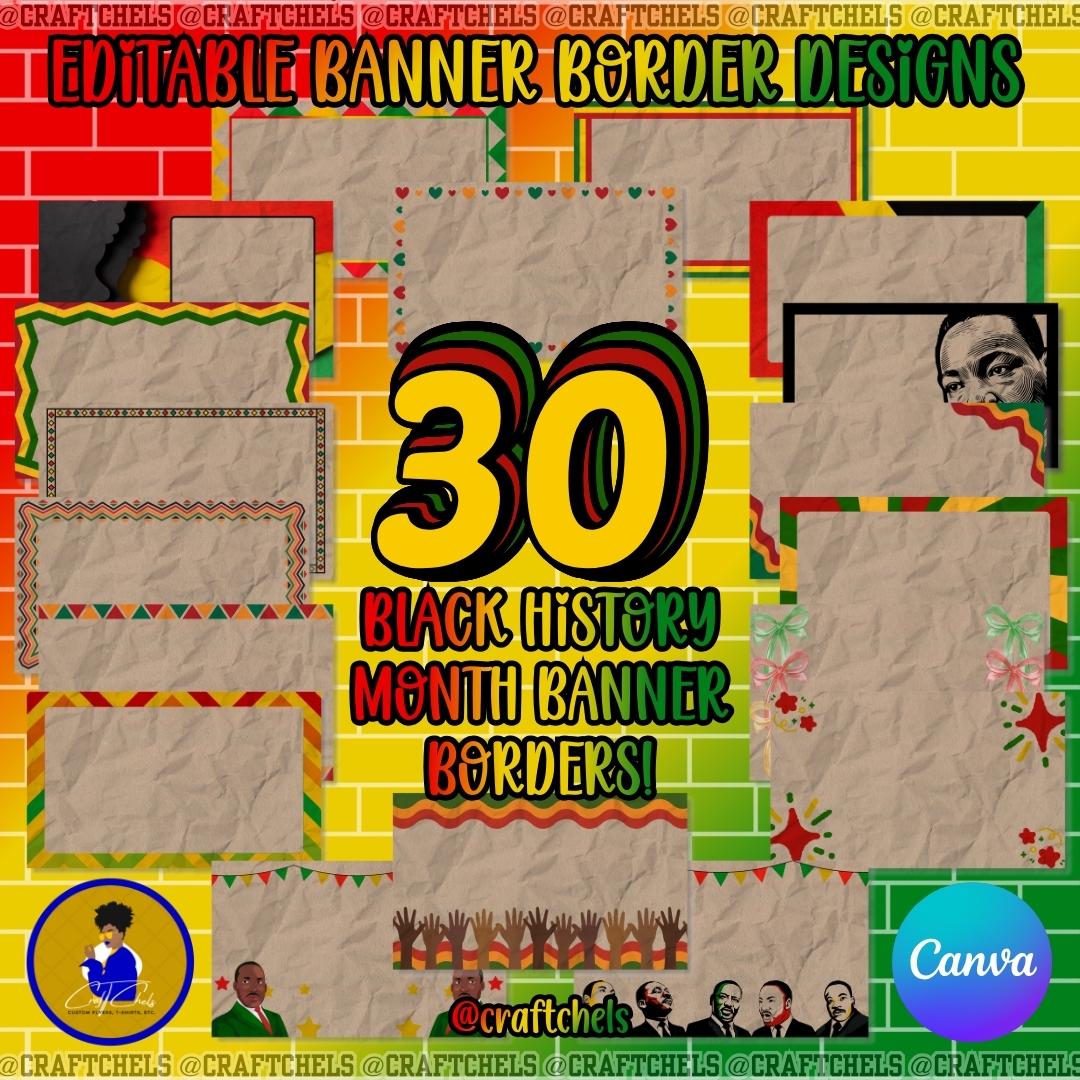 Black History Month Banner Borders | Set of 30+ Editable Banner Border ...