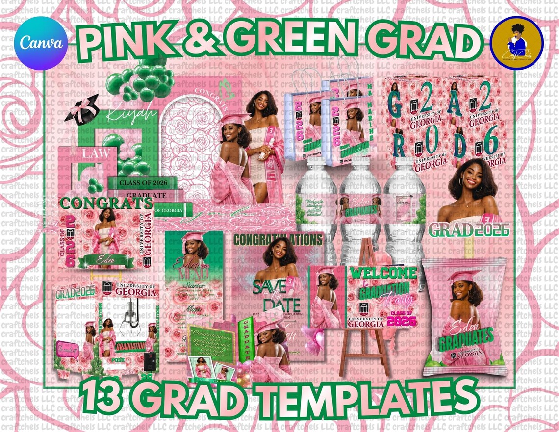 Graduation Program Example Pink Pink & Green Graduation Party Templates | Pink and Green Grad Party ...