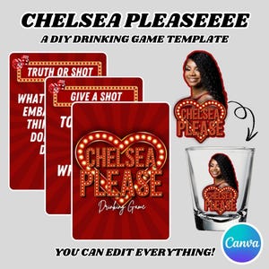 *Chelschel Bitte Kartenspiel | DIY Trinkspiel Vorlage | DIY benutzerdefinierte Trink Gesellschaft Spiel | Vollständig bearbeitbare Canva-Vorlage
