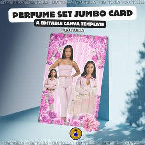 Carte géante de parfum pour la fête des mères | Carte en toile modifiable | Grande carte-cadeau | de conception de parfum imprimable | Cadeau DIY pour la Fête des Mères