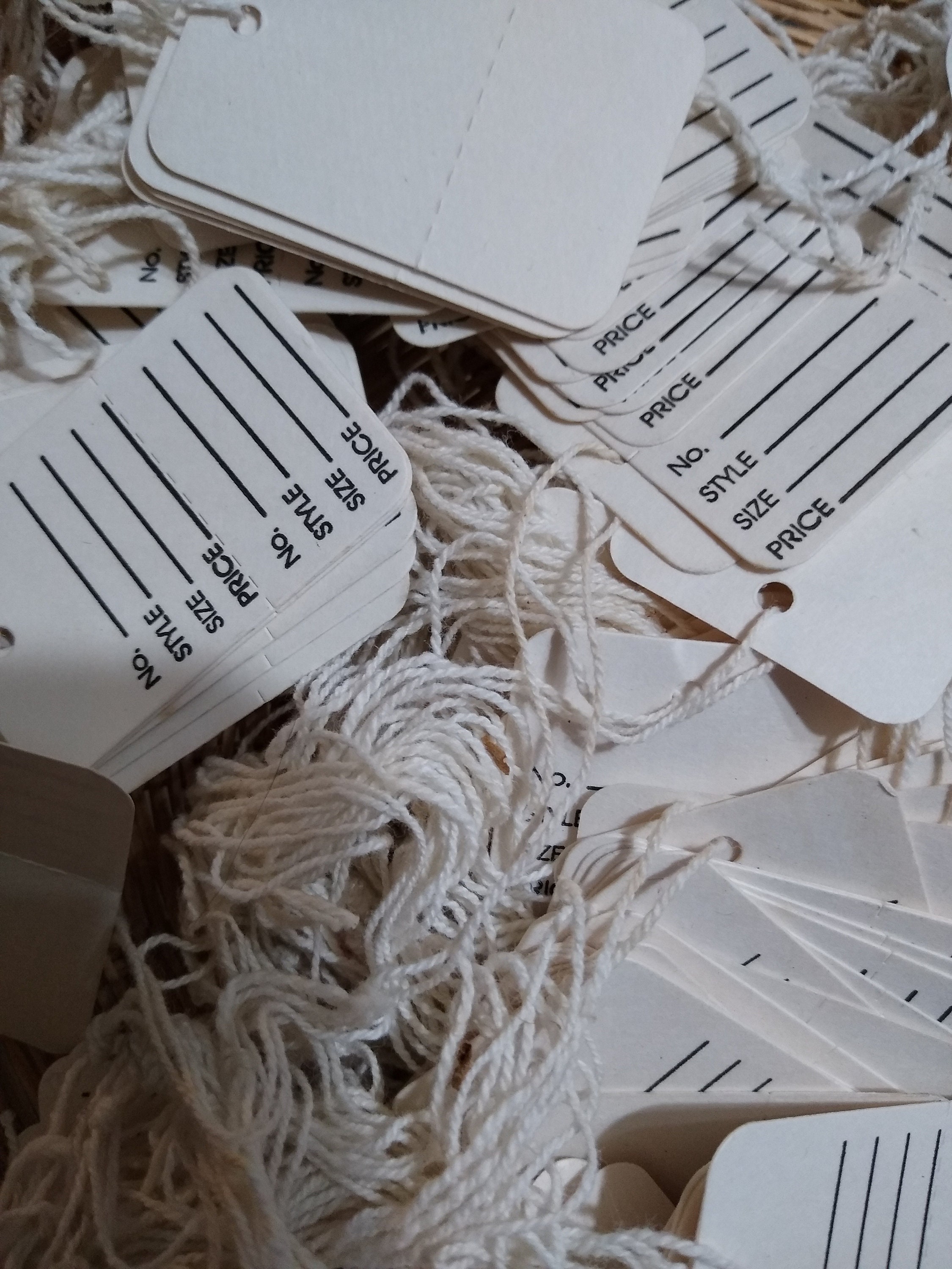 184 Vintage Perforated Clothing Tags With Strings, Ephemera, Junk ...