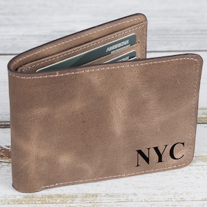 Cartera personalizada para hombre Cartera de cuero para hombre, Cartera de cuero personalizada, Cartera grabada, Regalo para él, Regalo del día de San Valentín, Regalo para el marido