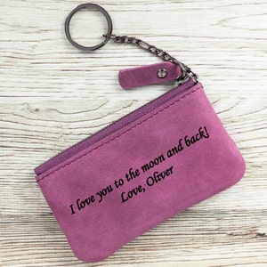 Dunne portemonnee leer, kaarthouder voor vrouwen, liefdesverklaring cadeau, cool lederen cadeau voor haar, verjaardagscadeau voor liefde, maan en rug