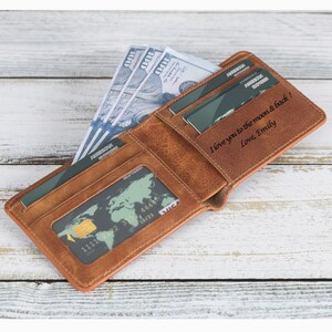 Personalisierte Leder Herren Geldbörse für Papa, individuell gravierte Leder Herren Geldbörse, Weihnachtsgeschenk für ihn, Vatertagsgeschenk vom Sohn, Geschenk für Männer