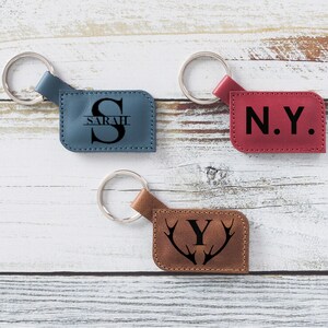 Porte-clés en cuir personnalisé, porte-clés initial en cuir personnalisé, porte-clés en cuir personnalisé pour femmes, porte-clés en cuir