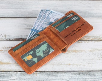 Valentines Day Gift for Him,Personalized Wallet,Mens Wallet,Engraved Wallet,Leather Wallet,Custom Wallet,Boyfriend Gift for Men,Gift for Dad