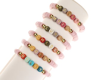 Christmas Gifts | Gift For Family | Custom Name Beaded Bracelet | Heishi Bracelet | Gift For Her | Mom Bracelet | Beaded Bracelet