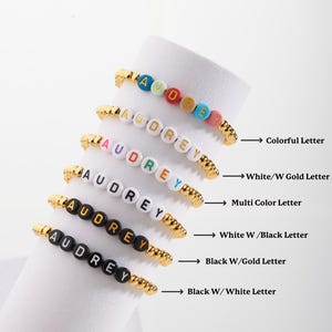 Real 14K Gold Filled or Silver Bead Custom Name Bracelet | Heishi Bracelet | Gift For Her | Mom Bracelet | Beaded Bracelet image 2
