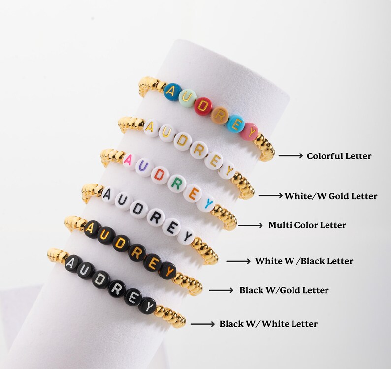 Real 14K Gold Filled or Silver Bead Custom Name Bracelet | Heishi Bracelet | Gift For Her | Mom Bracelet | Beaded Bracelet image 2