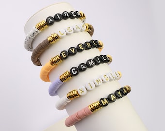 Custom Bracelet with Thin Gold or Silver Accents | Custom Heishi Bracelet