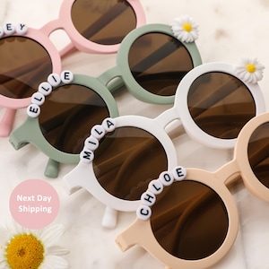 Floral Daisy Girls Personalized Name Sunglasses | Toddler Gift | Kids Gift | Babies Gift | Baby Girl Personalized Birthday Gift Sunglasses