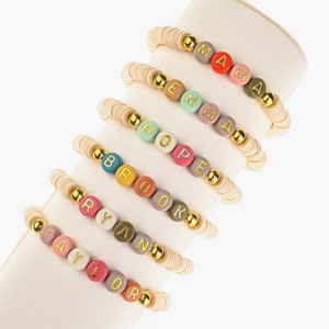 Custom Name Beaded Bracelet | Heishi Bracelet | Gift For Her | Mom Bracelet | Beaded Bracelet