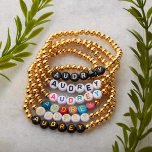 Real 14K Gold Filled or Silver Bead Custom Name Bracelet | Heishi Bracelet | Gift For Her | Mom Bracelet | Beaded Bracelet image 6