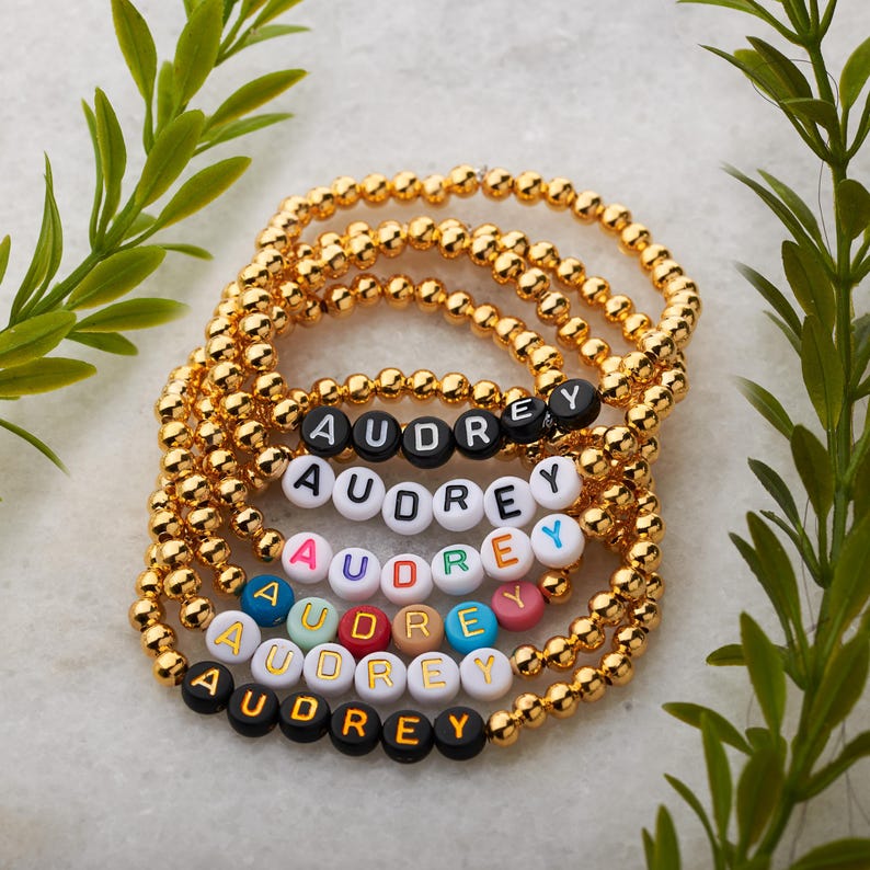 Real 14K Gold Filled or Silver Bead Custom Name Bracelet | Heishi Bracelet | Gift For Her | Mom Bracelet | Beaded Bracelet image 6