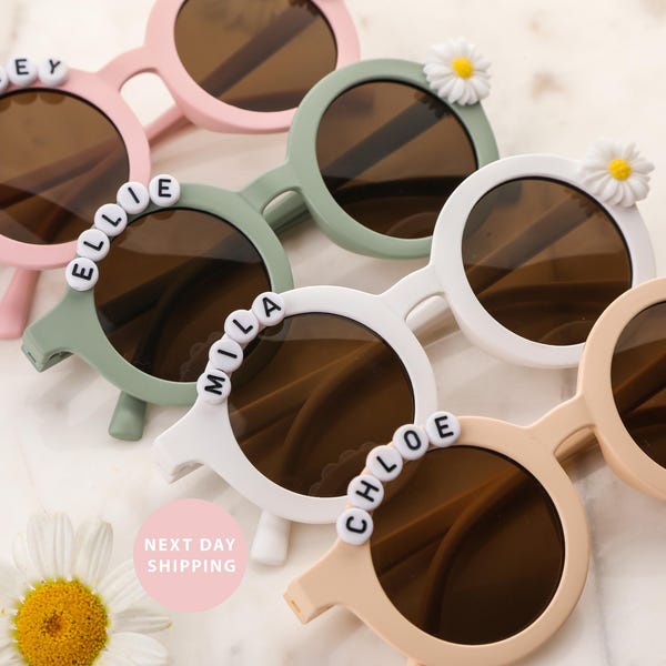 Floral Daisy Girls Personalized Name Sunglasses | Toddler Gift | Kids Gift | Babies Gift | Baby Girl Personalized Birthday Gift Sunglasses