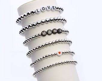 Silver or 14k Gold Filled Bead Custom Name Bracelet | Personalized Silver Bead Bracelet