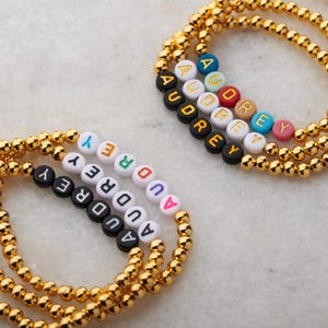 Real 14K Gold Filled or Silver Bead Custom Name Bracelet | Heishi Bracelet | Gift For Her | Mom Bracelet | Beaded Bracelet image 5