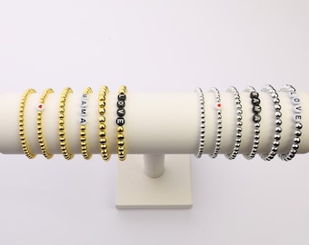 Real 14K Gold  Filled or Silver Bead Custom Name Bracelet