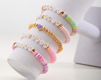 Custom Name Beaded Bracelet | Heishi Bracelet | Best Friend Bracelet | Gift For Her | Sorority New Member Gifts  |  Friendship Bracelet
