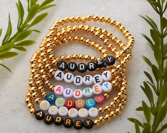14k Gold Filled or Silver Bead Custom Name Bracelet