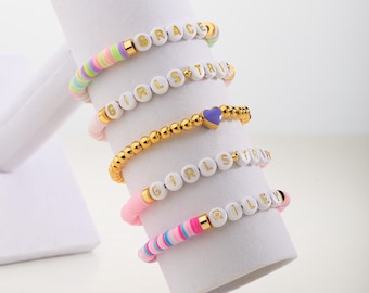 Custom Name Beaded Bracelet | Heishi Bracelet | Gift For Her | Mom Bracelet | Beaded Bracelet