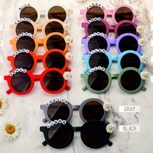 Sunglasses with name | Girls Party Favors | Flower Girl Proposal | Baby Girl Sunglasses | Personalized Kids Sunglasses With Leather Case
