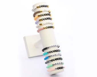 Custom Bracelet with Thin Gold or Silver Accents | Custom Heishi Bracelet