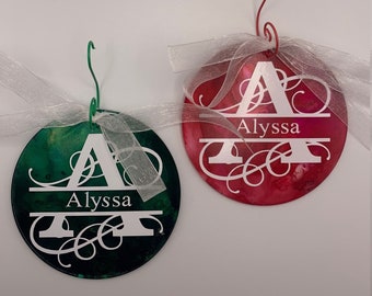 Personalized Christmas Ornament with Name - Hand-Painted - Alcohol Ink - Christmas Gift - Christmas Tree Accessory - Gift for Him or Her