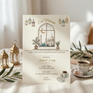Editable Eid al-Fitr Invitation Template | A5 Canva Invite (Digital Download) image 4