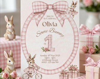 Some Bunny Is One Invitation: Editable First Birthday Template (Digital Download)
