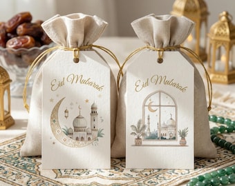 Eid Mubarak Gift Tags | Printable Favour Tags Design, Canva Template (Digital Download)