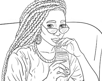 african american adult coloring pagelady drinkingself etsy