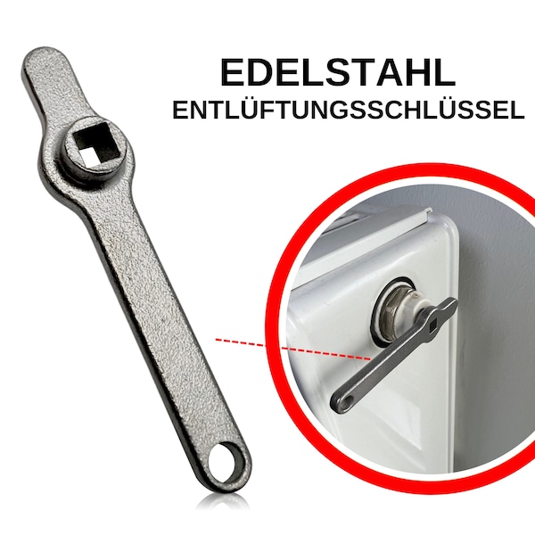 Entlüftungsschlüssel Heizungsschlüssel Heizkörper Entlüftungsgriff Heizung entlüften - absolute Neuheit aus hochwertigem EDELSTAHL!