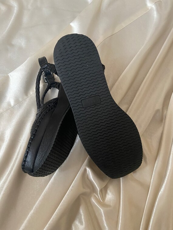 Platform sandals y2k woven black leather shoes 90… - image 10