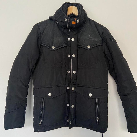 Y2k diesel utility puffer jacket drawstring multi poc… Gem