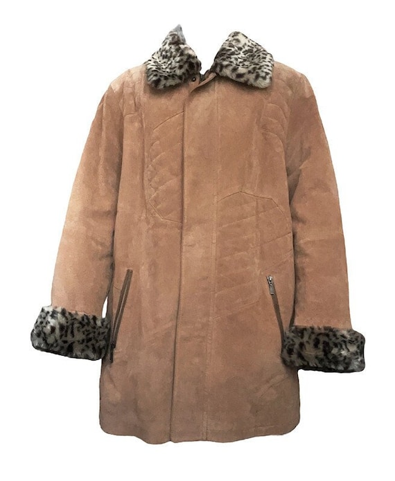 90s Genuine Suede Leather Coat Matrix Coat Y2k Coat Detachable 