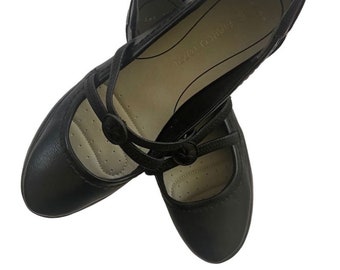 Chaussures mary jane style années 2000 en cuir végétalien ballerines en cuir écologique gorpcore 2000 ballerines ballerines noires