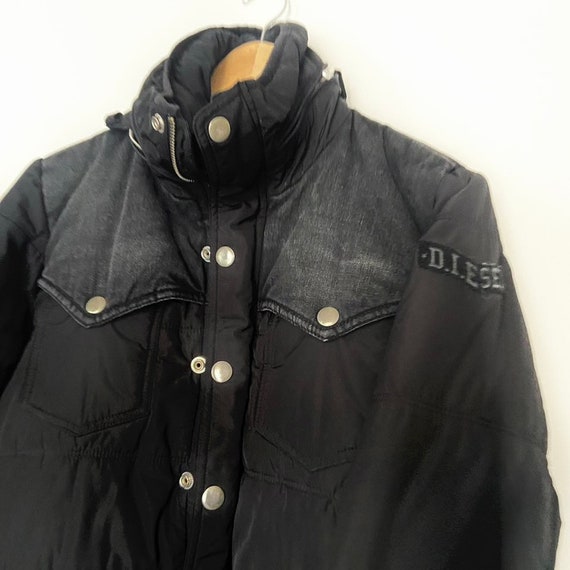 Y2k diesel utility puffer jacket drawstring multi poc… Gem