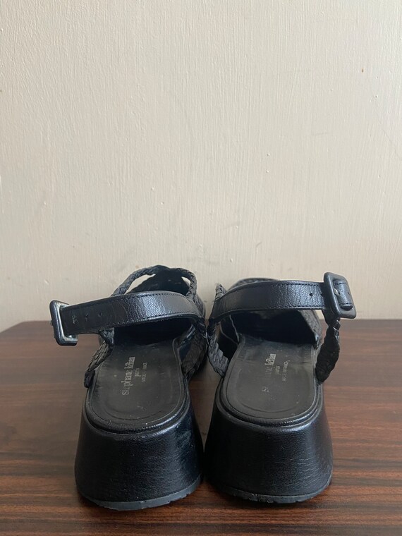 Platform sandals y2k woven black leather shoes 90… - image 8