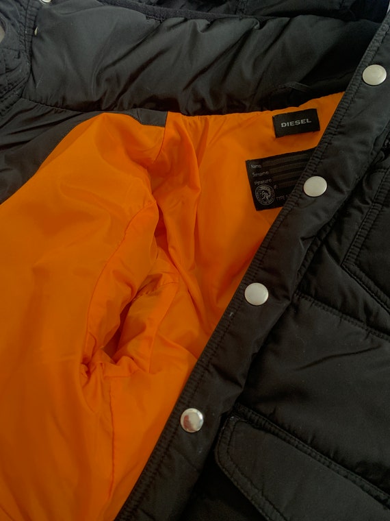 Y2k diesel utility puffer jacket drawstring multi poc… Gem