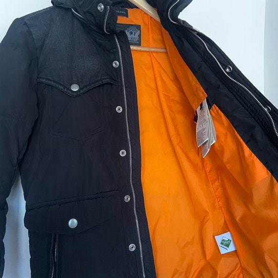 Y2k diesel utility puffer jacket drawstring multi poc… Gem