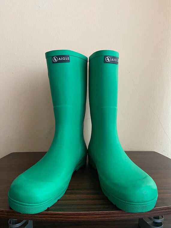 AIGLE Bright Green Wellies Rain Boots Wellington Boots Size 38 Eur 5 Uk Etsy