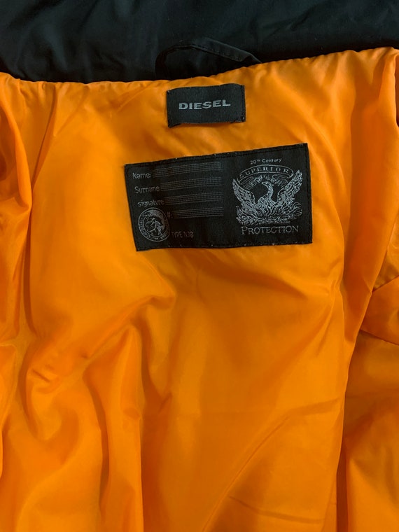 Y2k diesel utility puffer jacket drawstring multi poc… Gem