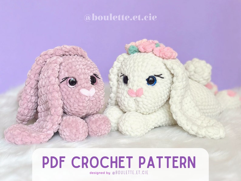 Blue the Lazy Bunny Crochet Pattern Lapine Crochet Pattern PDF Amigurumi Pattern image 1