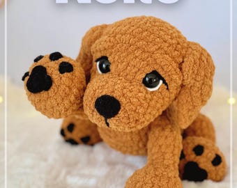 Häkelanleitung für Koko, den Golden Retriever (PDF) | Amigurumi-Hunde-Plüschtier | Häkelanleitung für ein Welpenspielzeug | Beschwertes Plüschtier