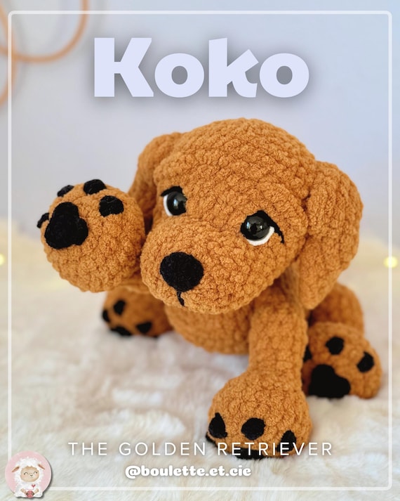 Koko the Golden Retriever Crochet Pattern PDF | Amigurumi Dog Plush Pattern | Crochet Puppy Toy Tutorial | Weighted Plushie