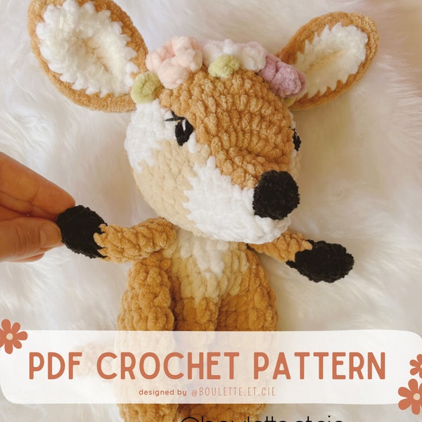 Flora the Fawn - Crochet Pattern - Deer snuggler - lovey - Patron crochet - Biche - Fawn