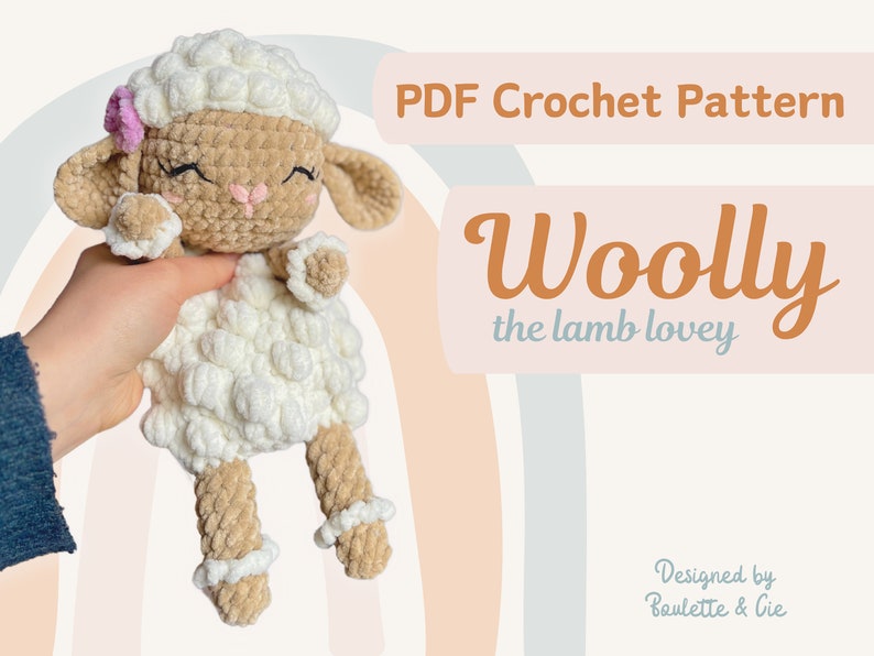 WOOLLY the lamb Crochet Pattern Sheep Snuggler Sheep comforter Crochet Tutorial Pattern image 1